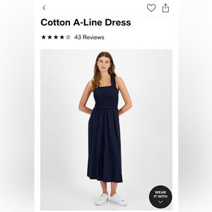 Women's Square-Neck Cotton A-Line Dress
